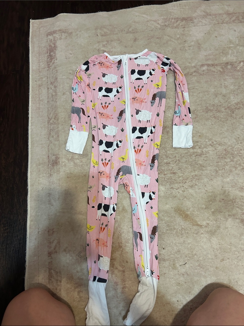 Little Sleepies Pink Farm Animal Footed One-Piece
